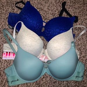 VS PINK 34B Push-up Bra Bundle of 3